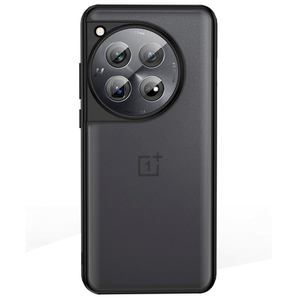 OnePlus 12 Hårdt Plastik Cover - Gennemsigtig / Sort Kant