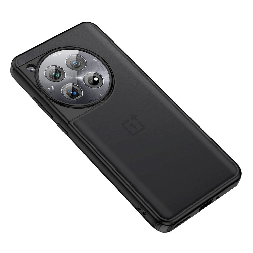 OnePlus 12 Hårdt Plastik Cover - Gennemsigtig / Sort Kant