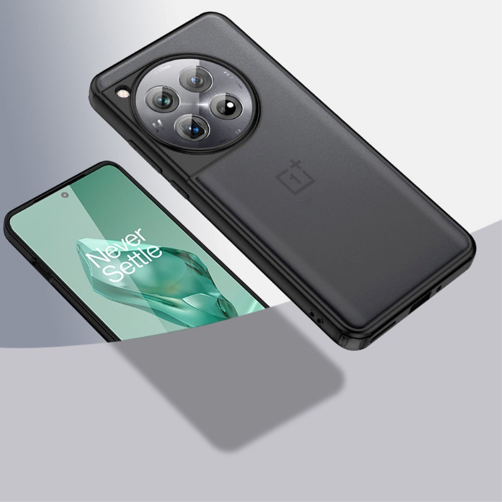 OnePlus 12 Hårdt Plastik Cover - Gennemsigtig / Sort Kant