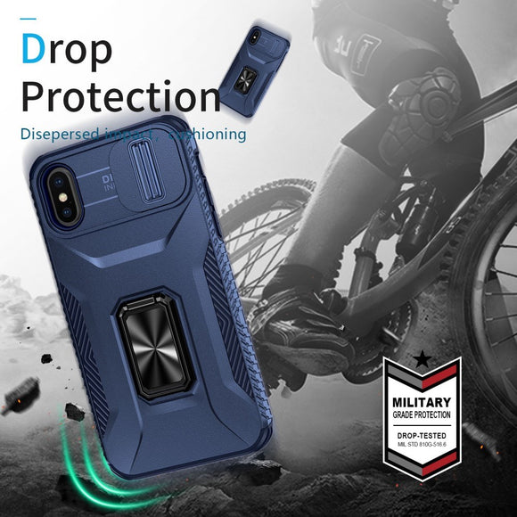 EIDERWOOD iPhone X / XS Håndværker Cover m. Magnetisk Kickstand & Cam Slider - Blå
