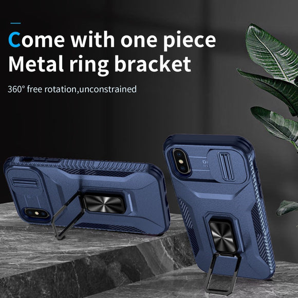 EIDERWOOD iPhone X / XS Håndværker Cover m. Magnetisk Kickstand & Cam Slider - Blå