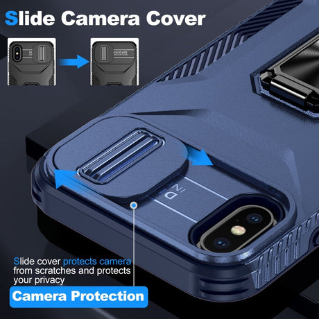 EIDERWOOD iPhone X / XS Håndværker Cover m. Magnetisk Kickstand & Cam Slider - Blå