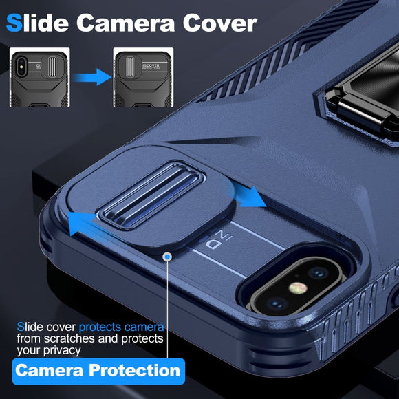 EIDERWOOD iPhone X / XS Håndværker Cover m. Magnetisk Kickstand & Cam Slider - Blå