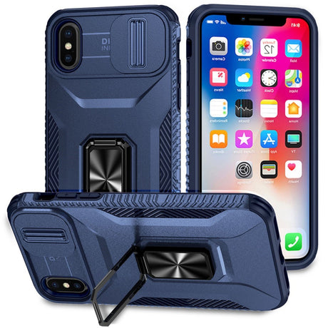 EIDERWOOD iPhone XS Max Håndværker Cover m. Magnetisk Kickstand & Cam Slider - Blå