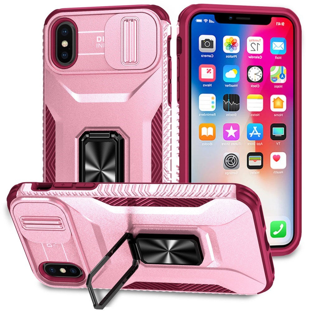 EIDERWOOD iPhone XS Max Håndværker Cover m. Magnetisk Kickstand & Cam Slider - Lyserød