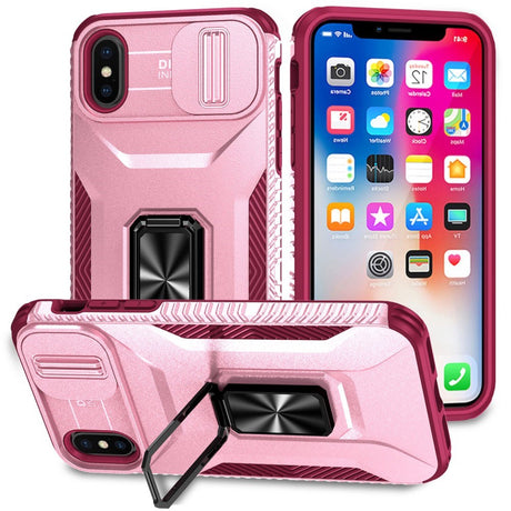 EIDERWOOD iPhone XS Max Håndværker Cover m. Magnetisk Kickstand & Cam Slider - Lyserød