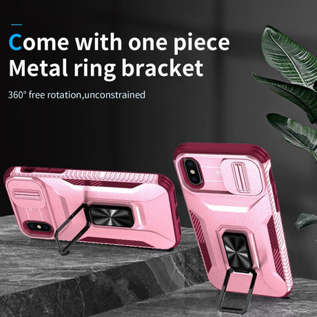 EIDERWOOD iPhone XS Max Håndværker Cover m. Magnetisk Kickstand & Cam Slider - Lyserød