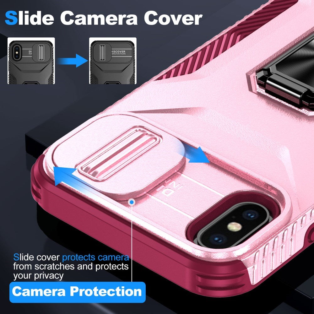 EIDERWOOD iPhone XS Max Håndværker Cover m. Magnetisk Kickstand & Cam Slider - Lyserød