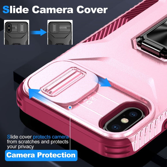 EIDERWOOD iPhone XS Max Håndværker Cover m. Magnetisk Kickstand & Cam Slider - Lyserød