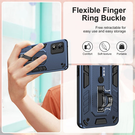 EIDERWOOD Motorola Moto E13 Håndværker Cover m. Fingerring & Kickstand - Blå