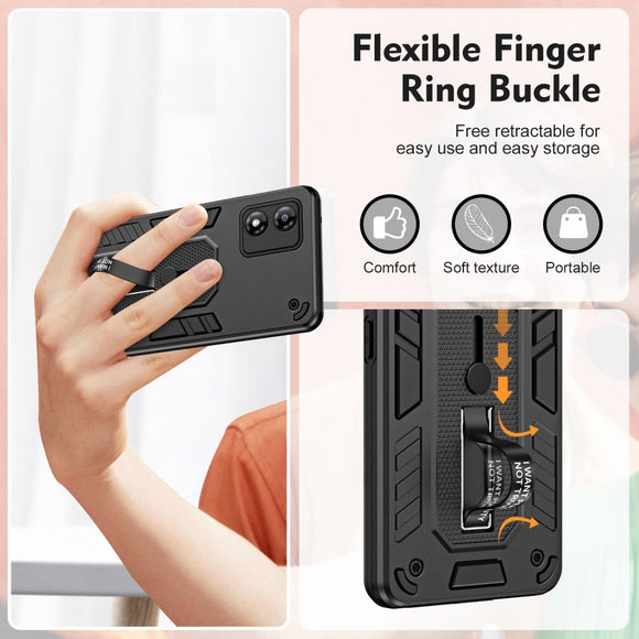 EIDERWOOD Motorola Moto E13 Håndværker Cover m. Fingerring & Kickstand - Sort