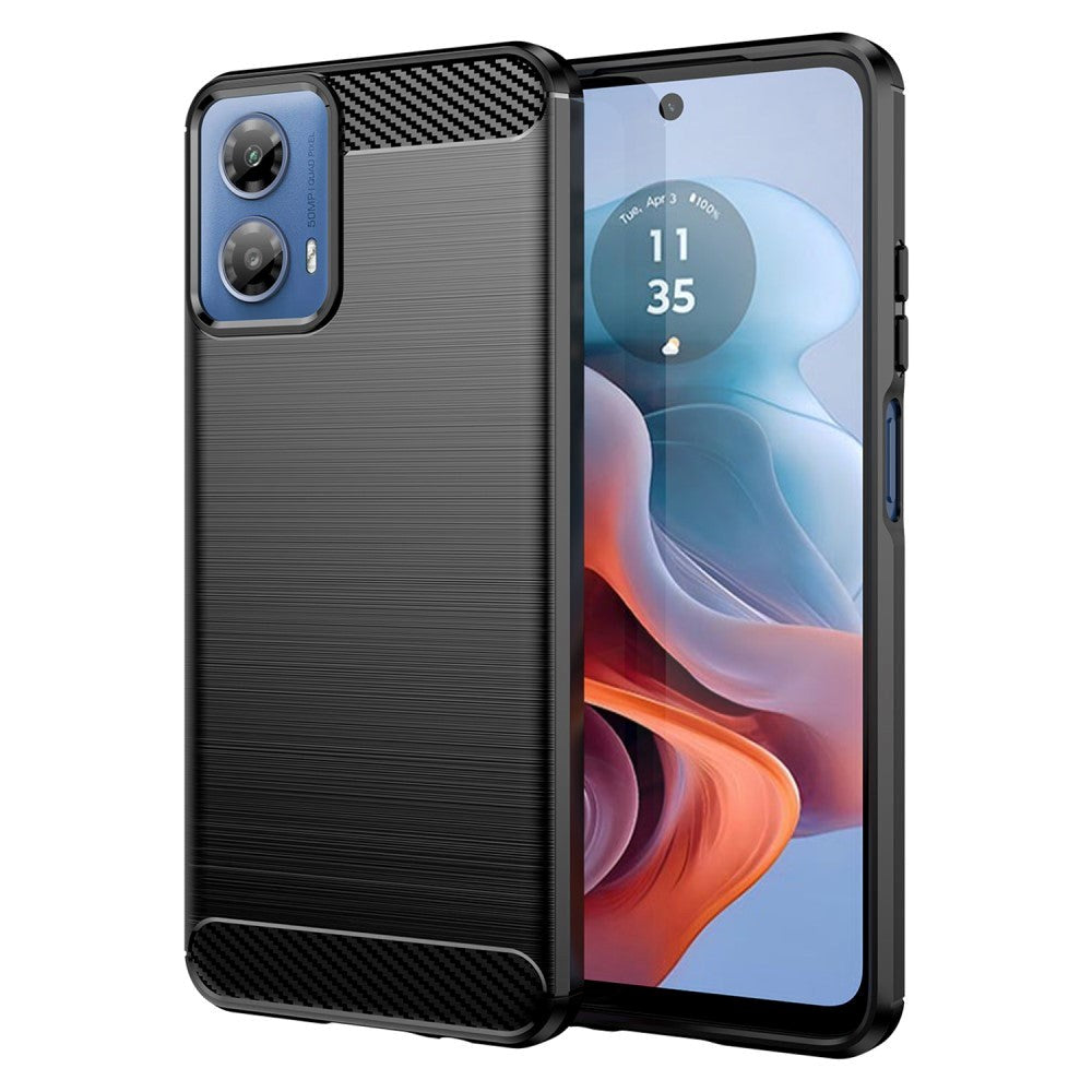 Motorola Moto G34 Brushed Carbon Cover - Sort
