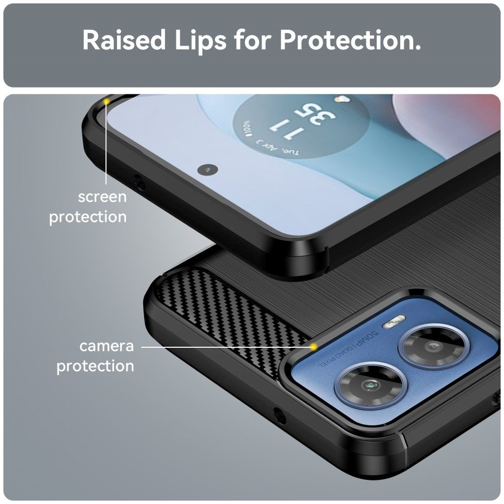Motorola Moto G34 Brushed Carbon Cover - Sort