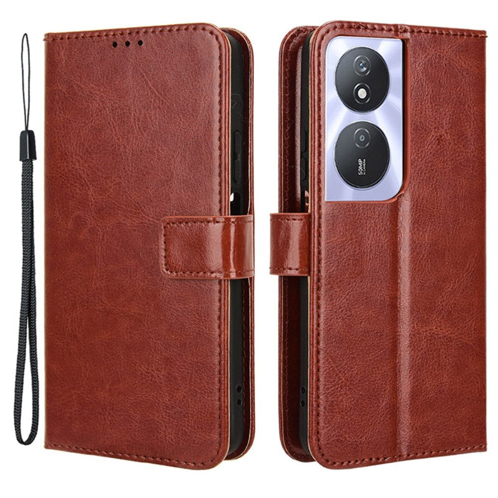 EIDERWOOD Honor X7b / 90 Smart Kunstlæder Flip Cover m. Strop - Brun