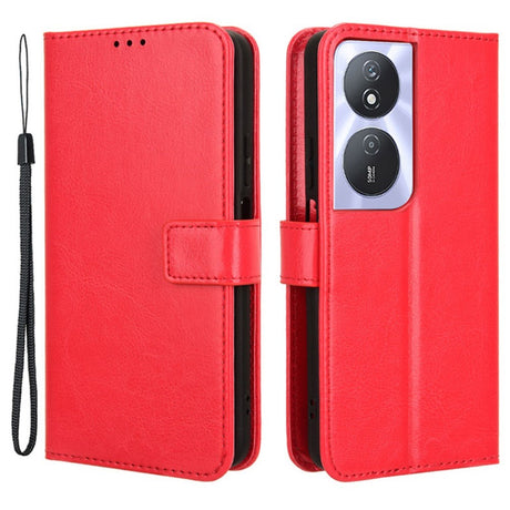 EIDERWOOD Honor X7b / 90 Smart Kunstlæder Flip Cover m. Strop - Rød
