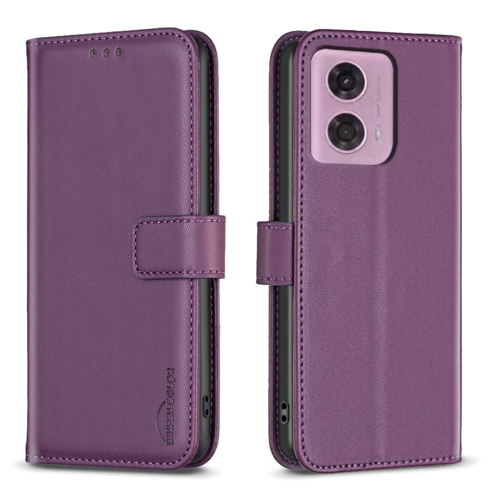 Motorola Moto G34 Blankt Læder Cover m. Pung - Lilla