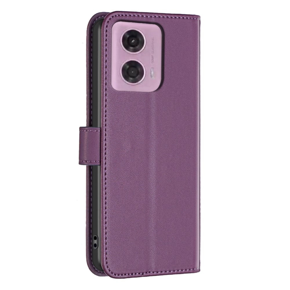 Motorola Moto G34 Blankt Læder Cover m. Pung - Lilla
