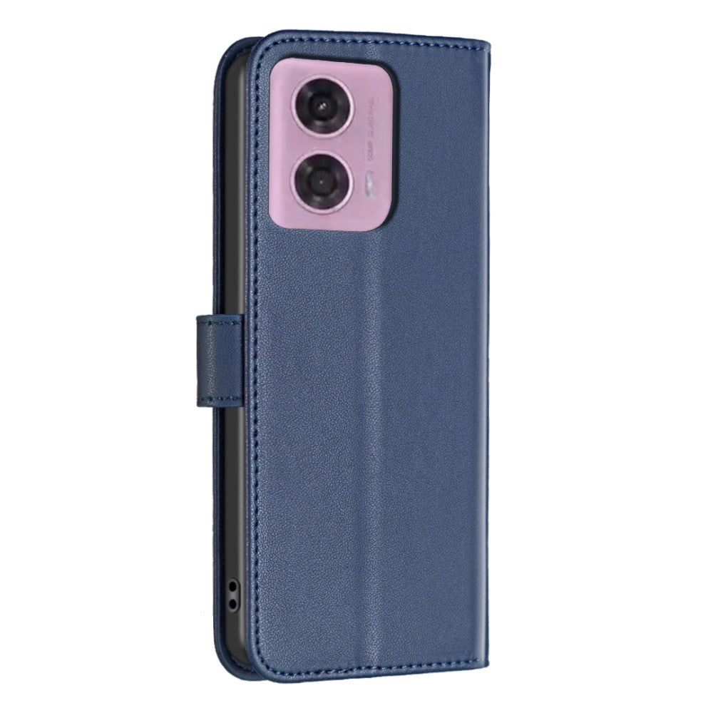 Motorola Moto G34 Blankt Læder Cover m. Pung - Mørkeblå