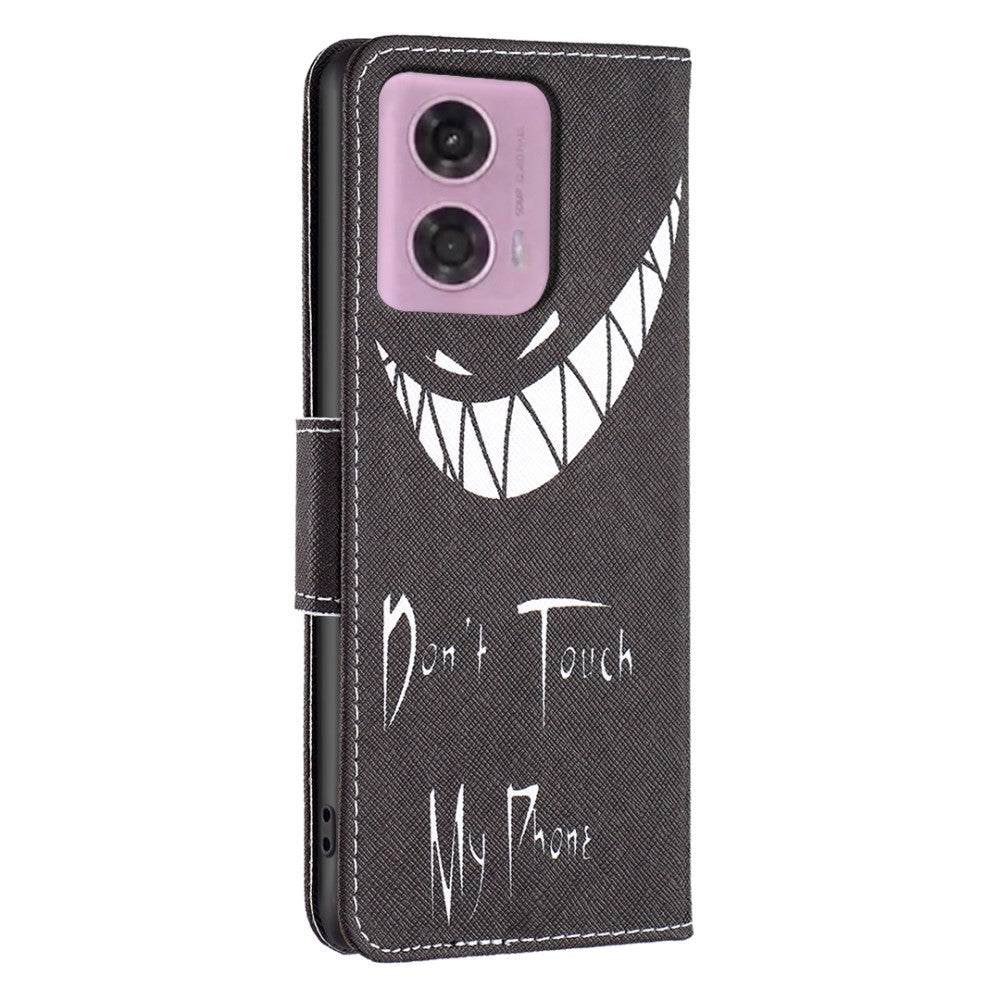 Motorola Moto G24 Læder Cover m. Pung & Print - "Don't Touch My Phone"