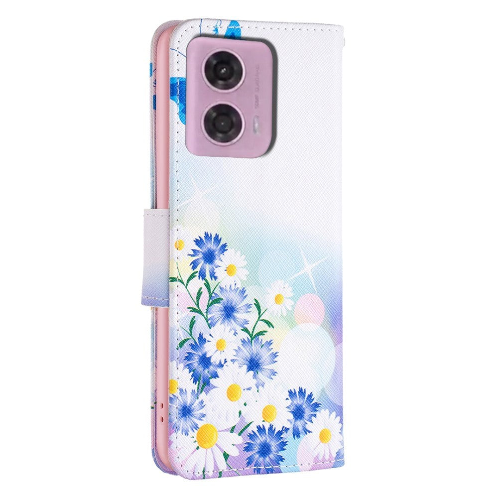 Motorola Moto G24 Læder Cover m. Pung & Print - Blomster og Sommerfugle