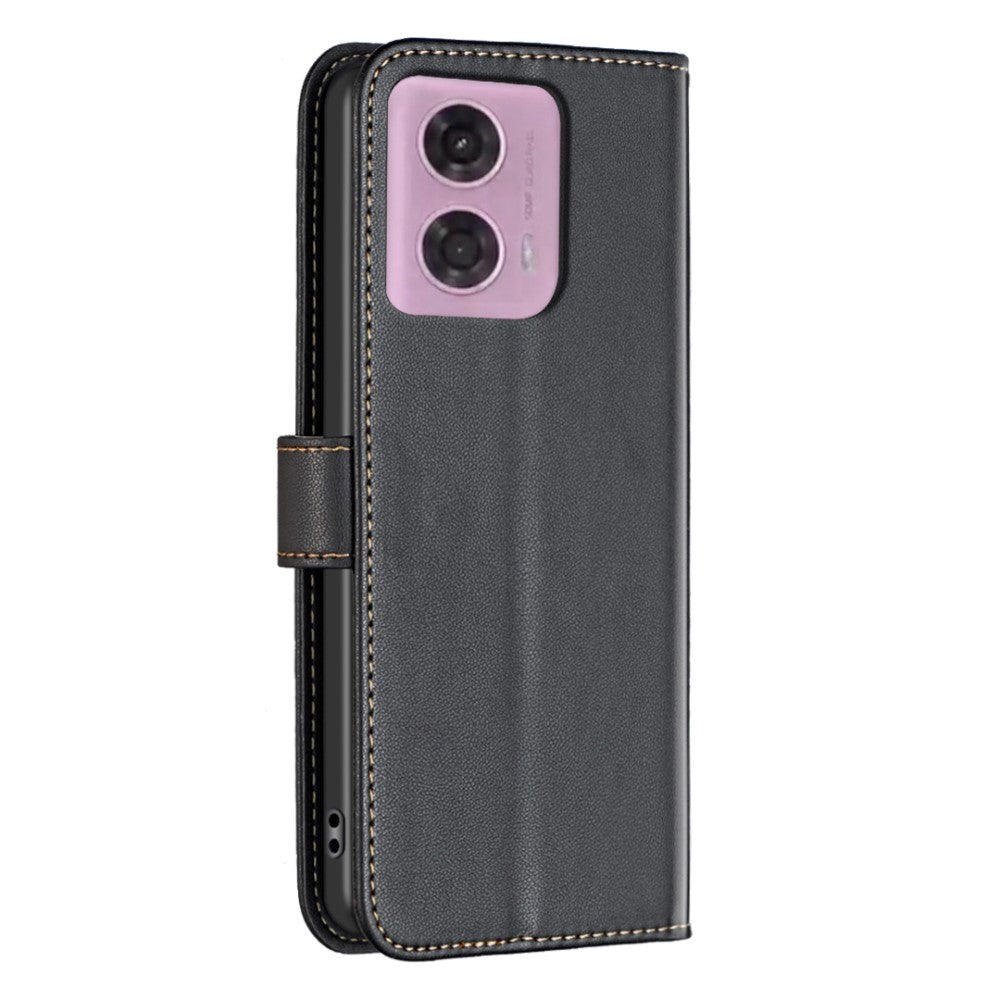 Motorola Moto G24 Kunstlæder Flip Cover m. Kortholder & Ståfunktion - Sort