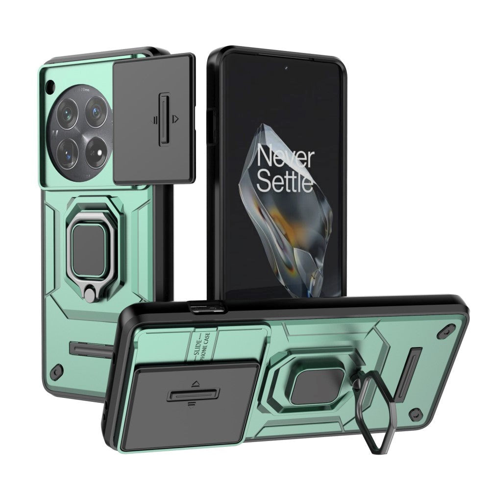 OnePlus 12 Håndværker Cover m. Magnetisk Kickstand & Cam Slider - Grøn