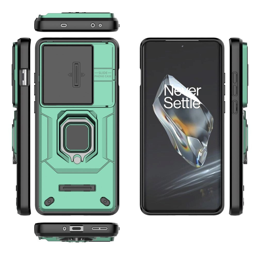 OnePlus 12 Håndværker Cover m. Magnetisk Kickstand & Cam Slider - Grøn