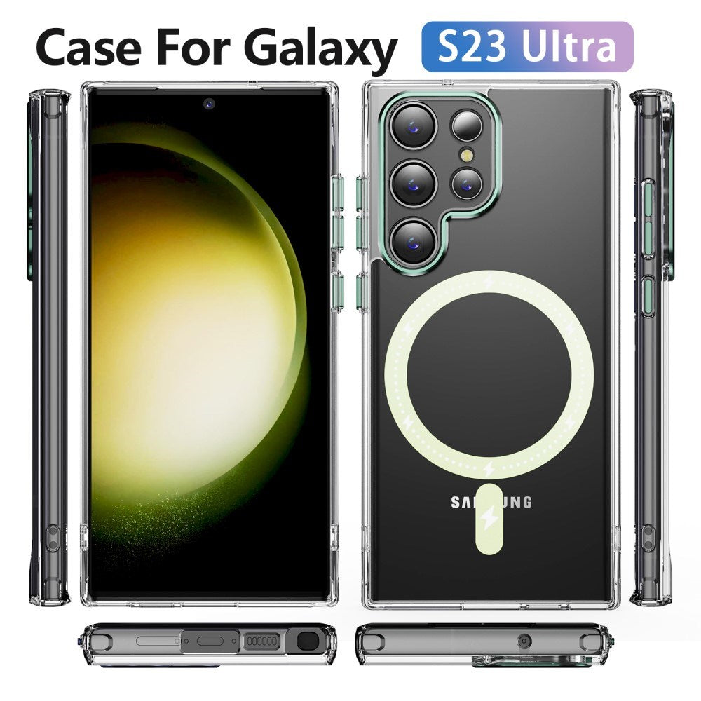 EIDERWOOD Samsung Galaxy S23 Ultra Hybrid Plastik Cover - MagSafe Kompatibel - Gennemsigtig / Grøn