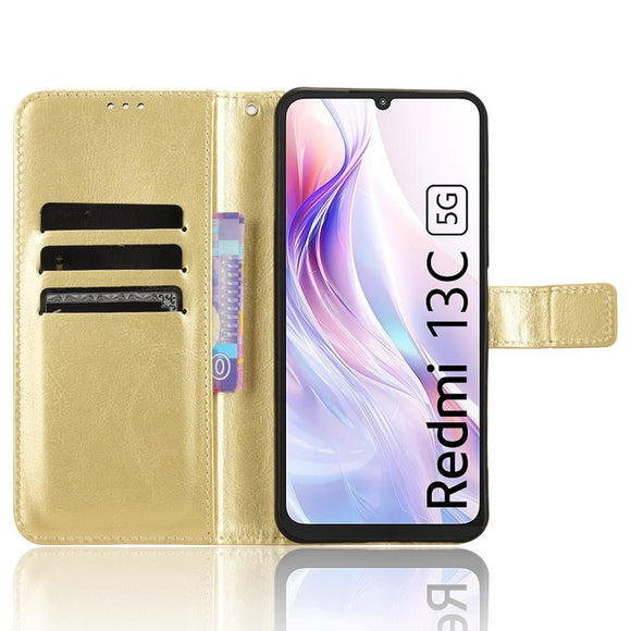 EIDERWOOD Xiaomi Redmi 13C (5G) Kunstlæder Flip Cover m. Strop - Guld