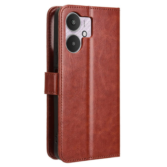 EIDERWOOD Xiaomi Redmi 13C (5G) Kunstlæder Flip Cover m. Strop - Brun