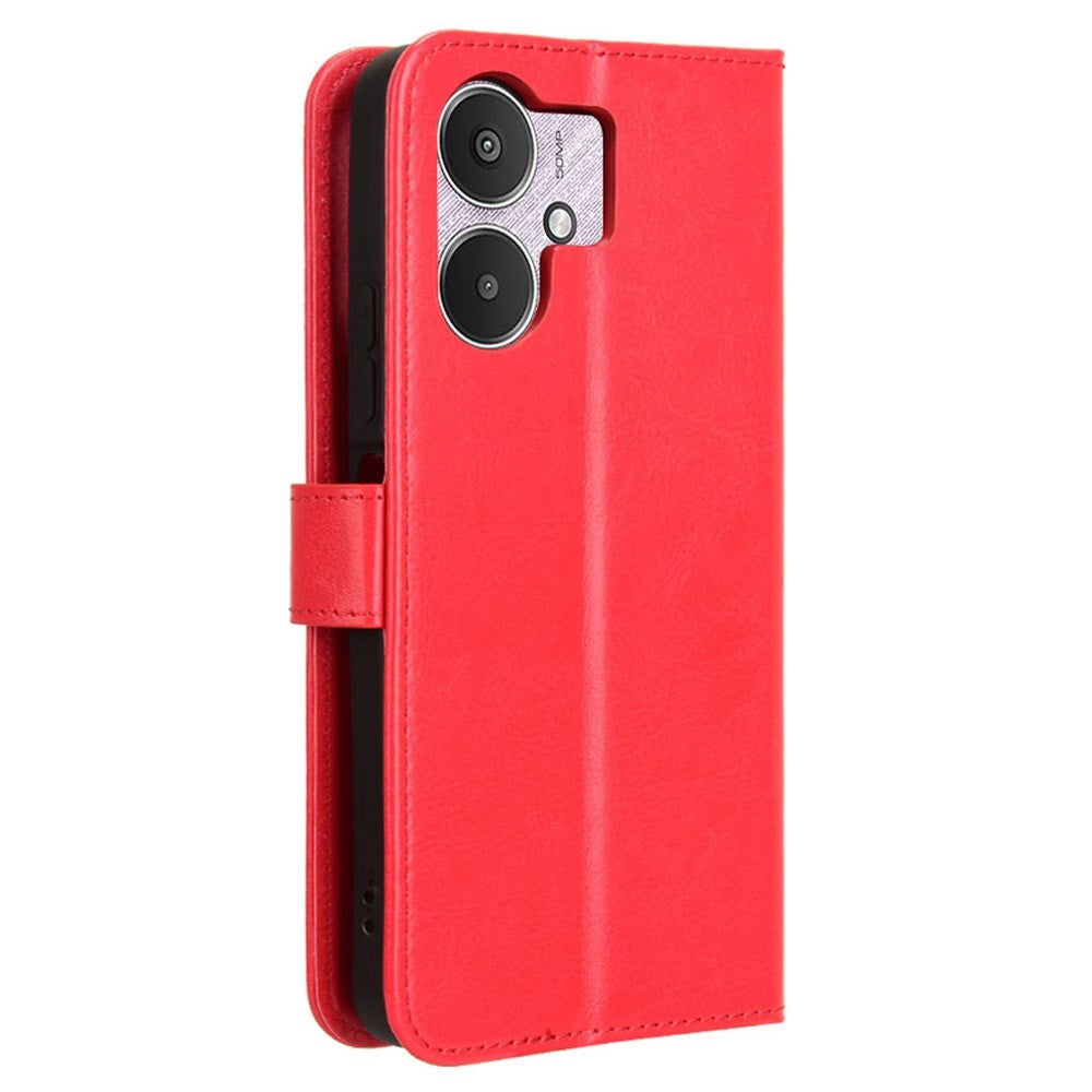 EIDERWOOD Xiaomi Redmi 13C (5G) Kunstlæder Flip Cover m. Strop - Rød