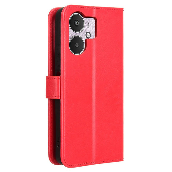 EIDERWOOD Xiaomi Redmi 13C (5G) Kunstlæder Flip Cover m. Strop - Rød