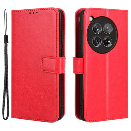 EIDERWOOD OnePlus 12R Blankt Læder Cover m. Pung & Strop - Rød