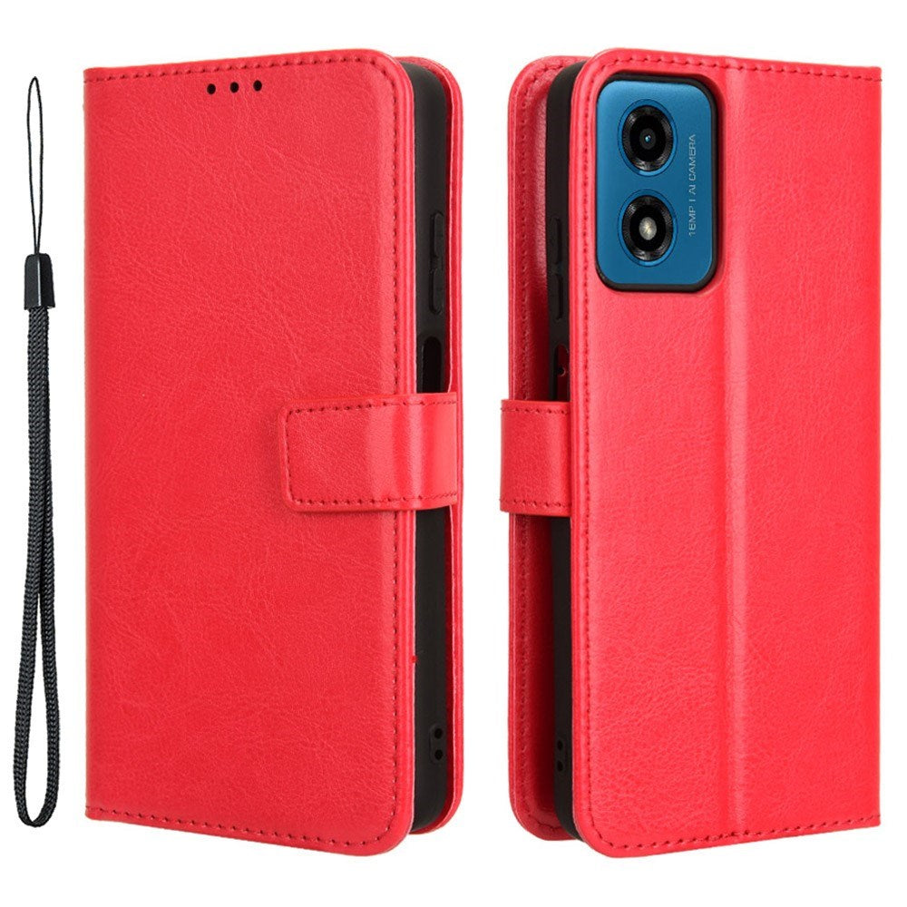 EIDERWOOD Motorola Moto G04 / G24 / G24 Power Blankt Læder Cover m. Pung & Strop - Rød