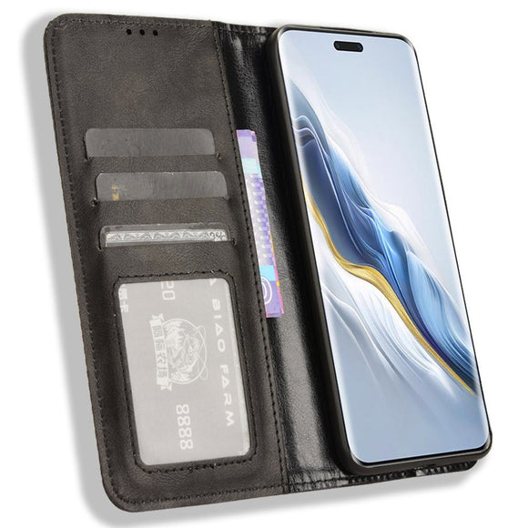 EIDERWOOD Honor Magic6 Pro (5G) Magnetisk Kunstlæder Flip Cover - Sort