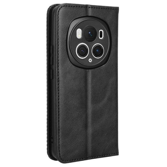 EIDERWOOD Honor Magic6 Pro (5G) Magnetisk Kunstlæder Flip Cover - Sort