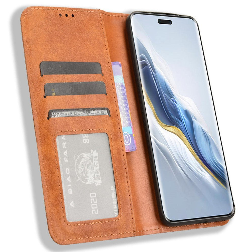 EIDERWOOD Honor Magic6 Pro (5G) Magnetisk Kunstlæder Flip Cover - Brun