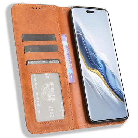 EIDERWOOD Honor Magic6 Pro (5G) Magnetisk Kunstlæder Flip Cover - Brun