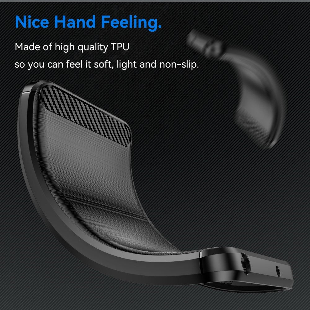 EIDERWOOD Motorola Moto E14 (4G) / G04 (4G) / G04s (4G) / G24 (4G) Brushed Carbon Fiber Fleksibelt Plastik Cover - Sort