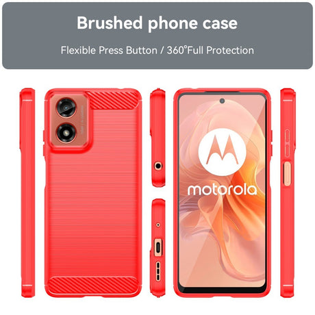 EIDERWOOD Motorola Moto E14 (4G) / G04 (4G) / G04s (4G) / G24 (4G) Brushed Carbon Fiber Fleksibelt Plastik Cover - Rød