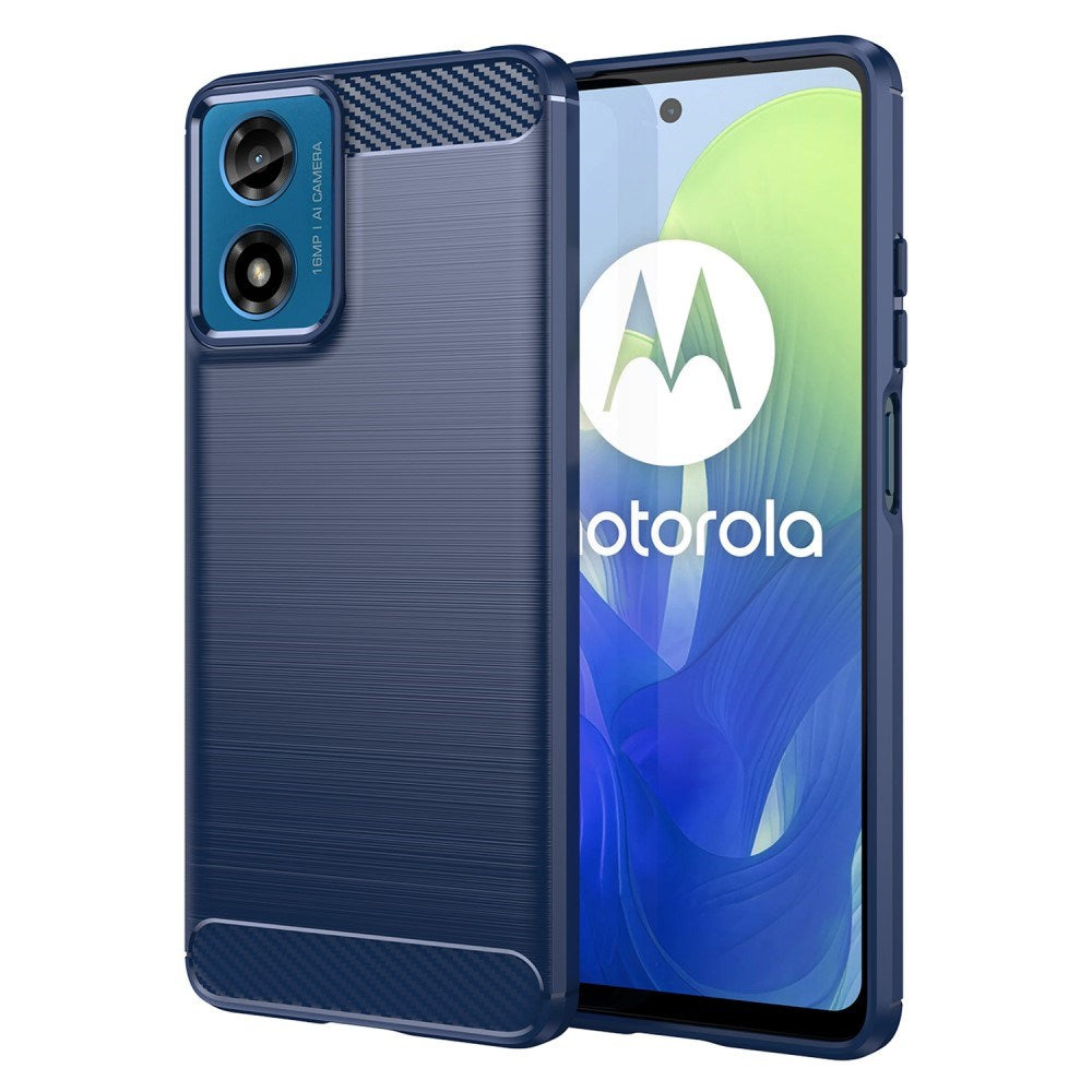 EIDERWOOD Motorola Moto G04 / G24 / G24 Power Brushed Carbon Cover - Blå