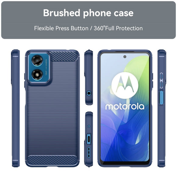 EIDERWOOD Motorola Moto G04 / G24 / G24 Power Brushed Carbon Cover - Blå