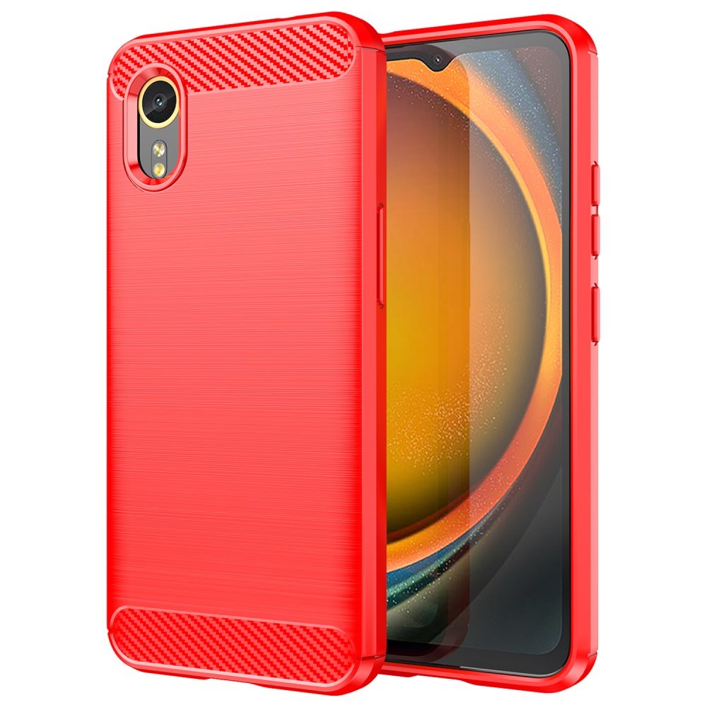 EIDERWOOD Samsung Galaxy Xcover 7 Brushed Carbon Fiber Fleksibelt Plastik Cover - Rød