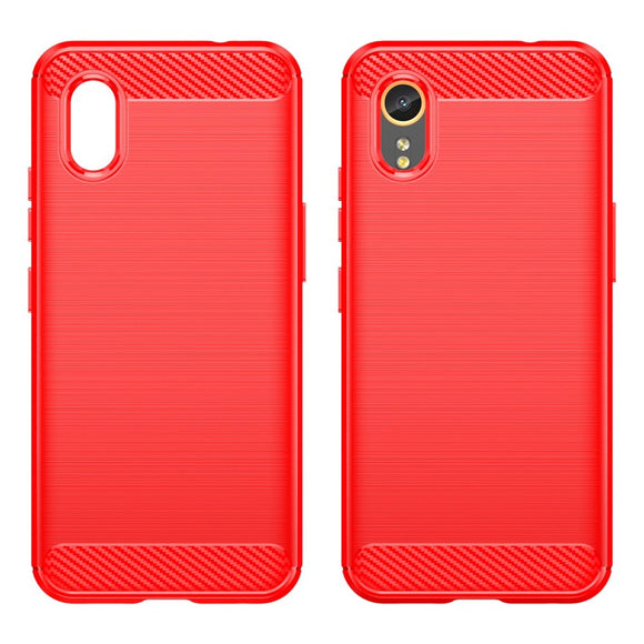 EIDERWOOD Samsung Galaxy Xcover 7 Brushed Carbon Fiber Fleksibelt Plastik Cover - Rød