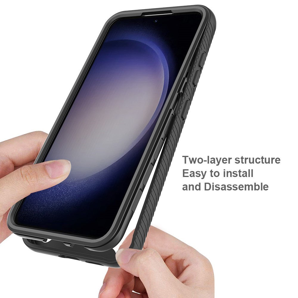 Samsung Galaxy A35 (5G) Cover med Fuldt Beskyttelse og Beskyttelsesfilm - Gennemsigtig / Sort Kant