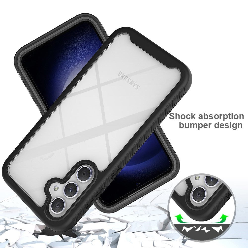 Samsung Galaxy A35 (5G) Cover med Fuldt Beskyttelse og Beskyttelsesfilm - Gennemsigtig / Sort Kant