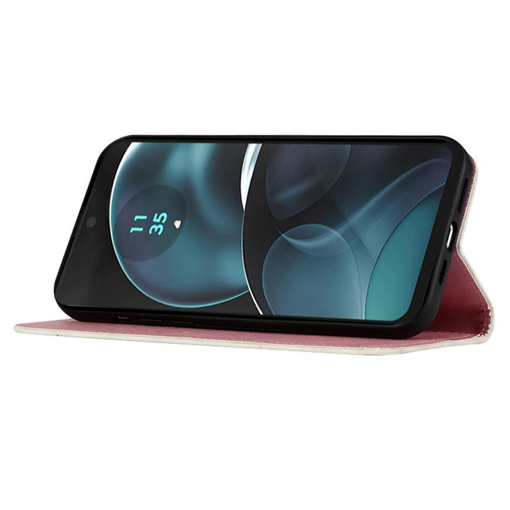 EIDERWOOD Motorola Moto G Play (2024) Læder Flip Cover m. Motiv, Pung & Strop - Blomst