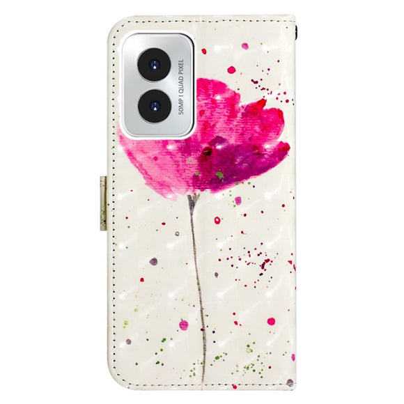 EIDERWOOD Motorola Moto G Play (2024) Læder Flip Cover m. Motiv, Pung & Strop - Blomst