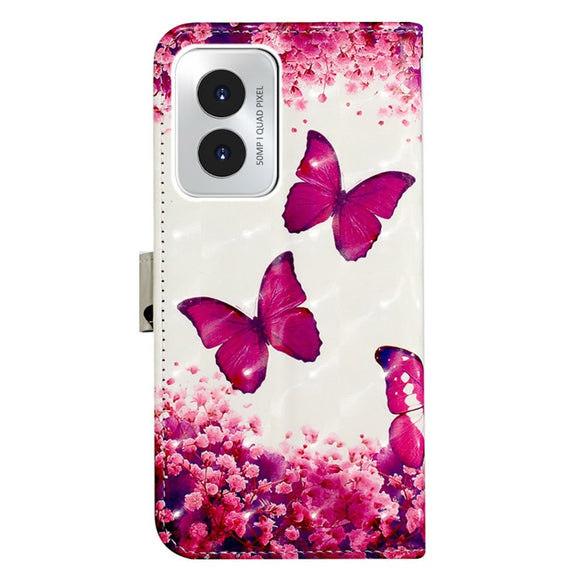 EIDERWOOD Motorola Moto G Play (2024) Læder Flip Cover m. Motiv, Pung & Strop - Sommerfugle