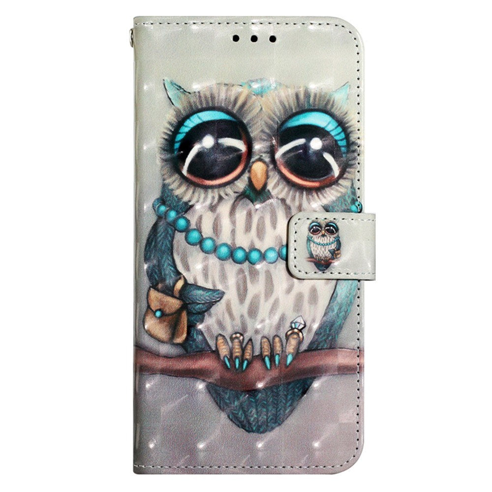 EIDERWOOD Motorola Moto G Play (2024) Læder Flip Cover m. Motiv, Pung & Strop - Ugle